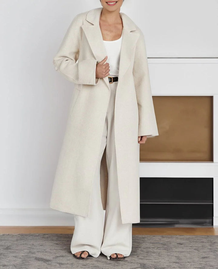 Women's Long Coat with Lapel Collar