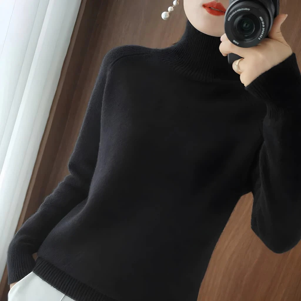 Women's Sweater with Ribbed Turtleneck