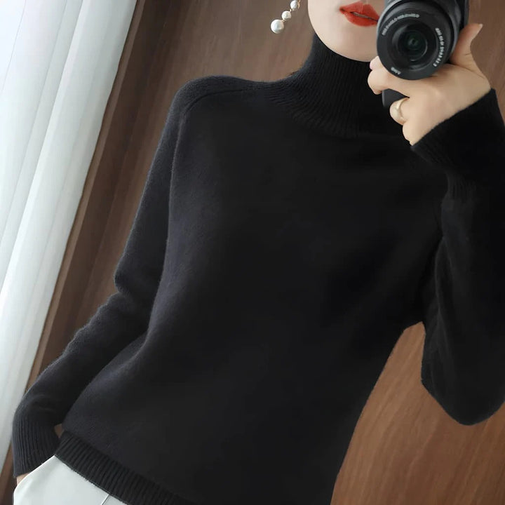 Women's Sweater with Ribbed Turtleneck