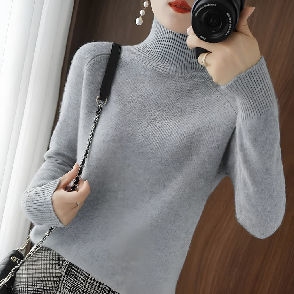 Women's Sweater with Ribbed Turtleneck