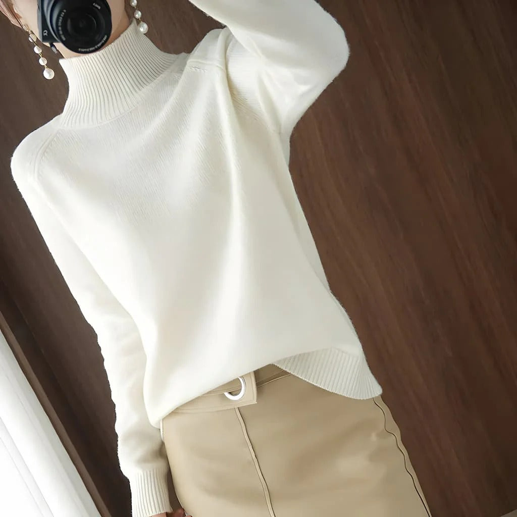 Women's Sweater with Ribbed Turtleneck