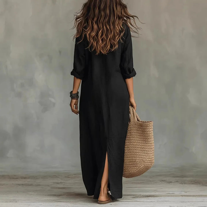 Women’s Button-Front Maxi Shirt Dress