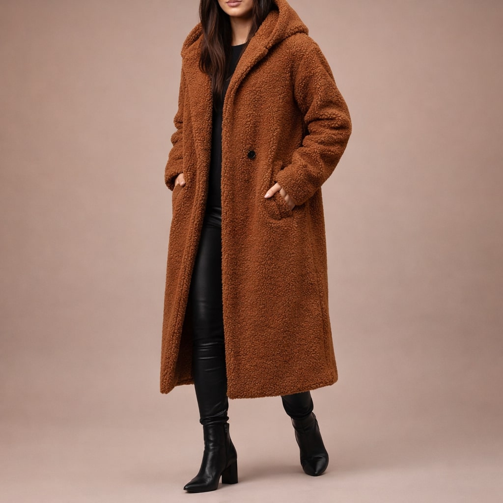 Elegant Warm Women's Hooded Long Coat