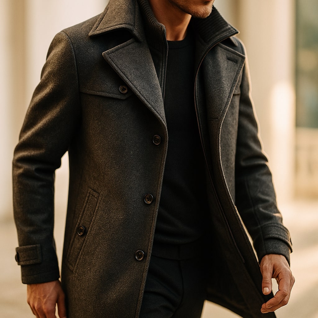 Elegant Windproof Men's Wool Coat