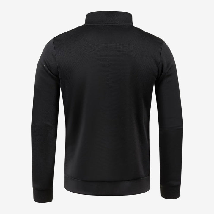 Elegant Slim-Fit Men's Knit Zip Jacket with High Neck & Zip Pockets