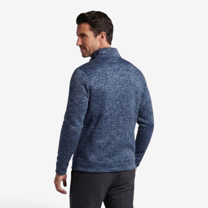 Elegant Slim-Fit Men's Knit Zip Jacket with High Neck & Zip Pockets