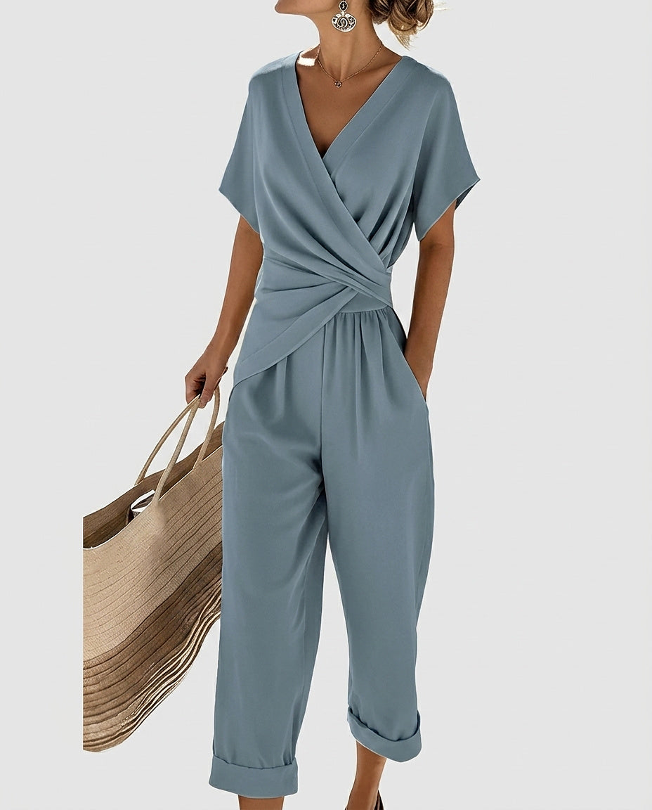 Women’s Wrap Top and Wide-Leg Trousers - Front [Lystr 6a97f0139d089b0402618c1e:front]