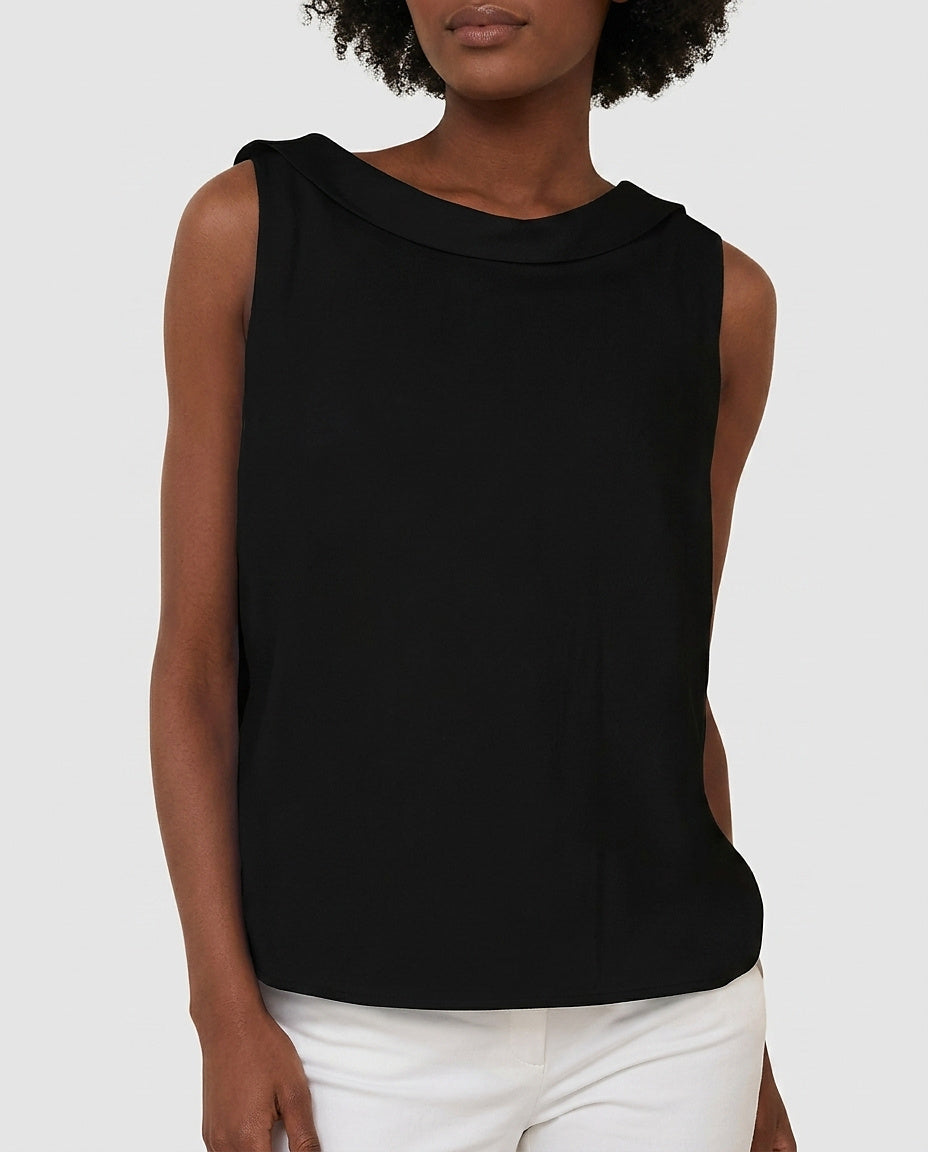 Women’s Sleeveless Top with Folded Band Collar - Front [Lystr 6a97f0349d089b0402618c27:front]