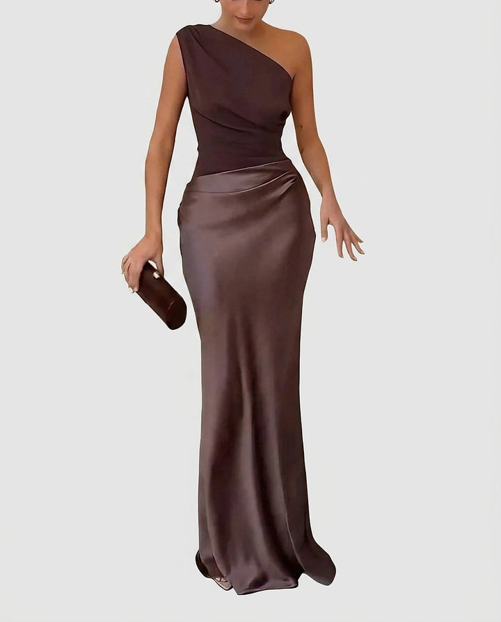 Women's One-Shoulder Maxi Dress - Front [Lystr 6a97f03a9d089b0402618c2b:front]