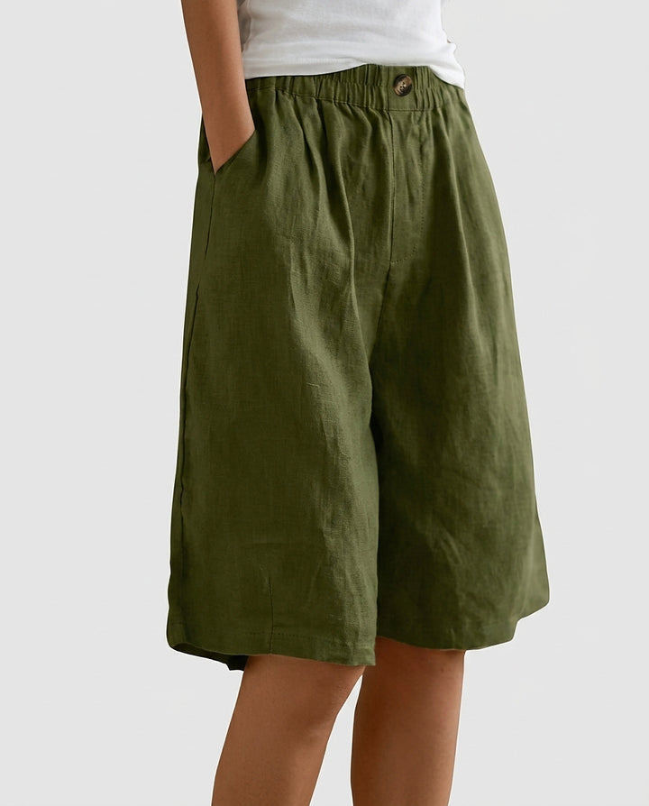 Women’s Wide-Leg Shorts with Elastic Waistband - Front [Lystr 6a97f0459d089b0402618c2d:front]