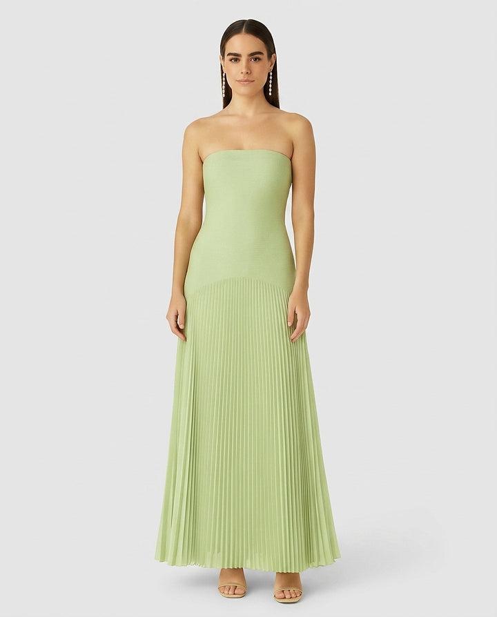 Women’s Strapless Maxi Dress with Pleated Skirt - Front [Lystr 6a97f8cd3ac28cbfe0df01d8:front]