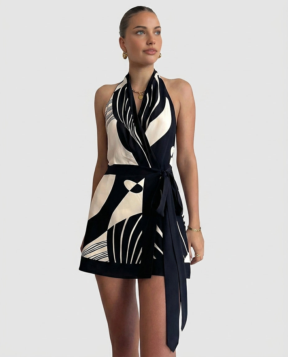 Women’s Halter Mini Dress with Print - Front [Lystr 6a97f8ec3ac28cbfe0df01e2:front]