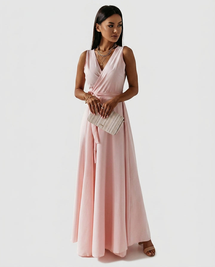 Women’s Sleeveless Wrap-Style Maxi Dress - Front [Lystr 6a97f8f23ac28cbfe0df01e6:front]
