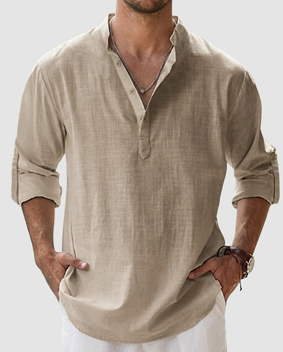 Men’s Shirt with Roll-Tab Sleeves - Front [Lystr 6a97f9143ac28cbfe0df01f2:front]
