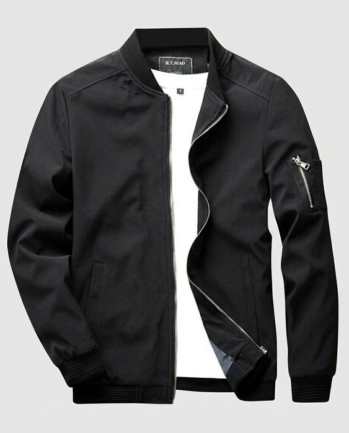 Men's Bomber Jacket with Zippered Pocket - Front [Lystr 6a980442a7a49e25ae5caab0:front]
