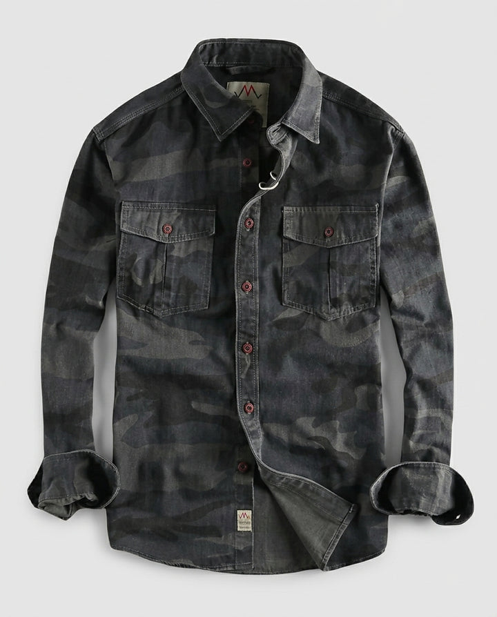 Men’s Camouflage Long-Sleeve Button-Down Shirt - Front [Lystr 6a9804543ac28cbfe0df0220:front]