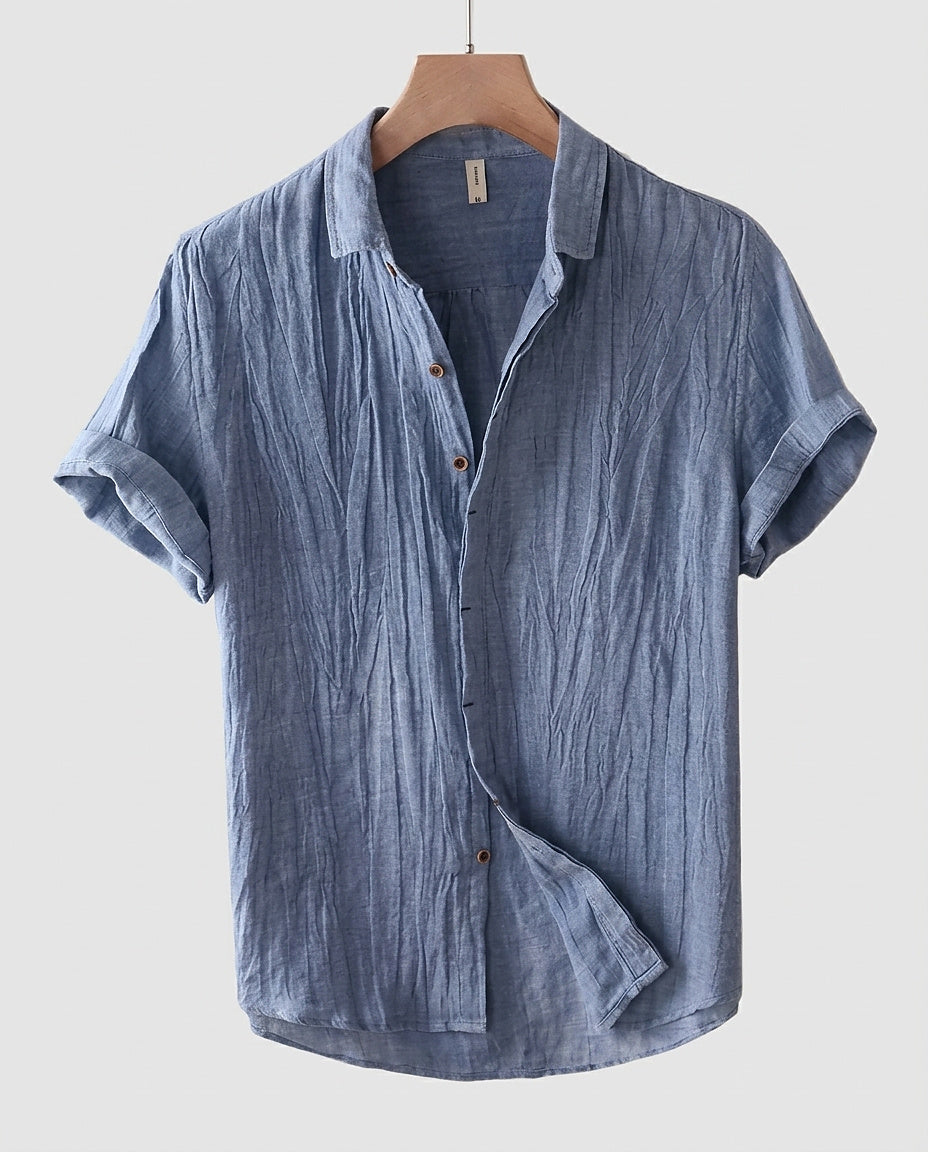 Men’s Short-Sleeve Button-Down Shirt with Pointed Collar - Front [Lystr 6a9804643ac28cbfe0df0224:front]