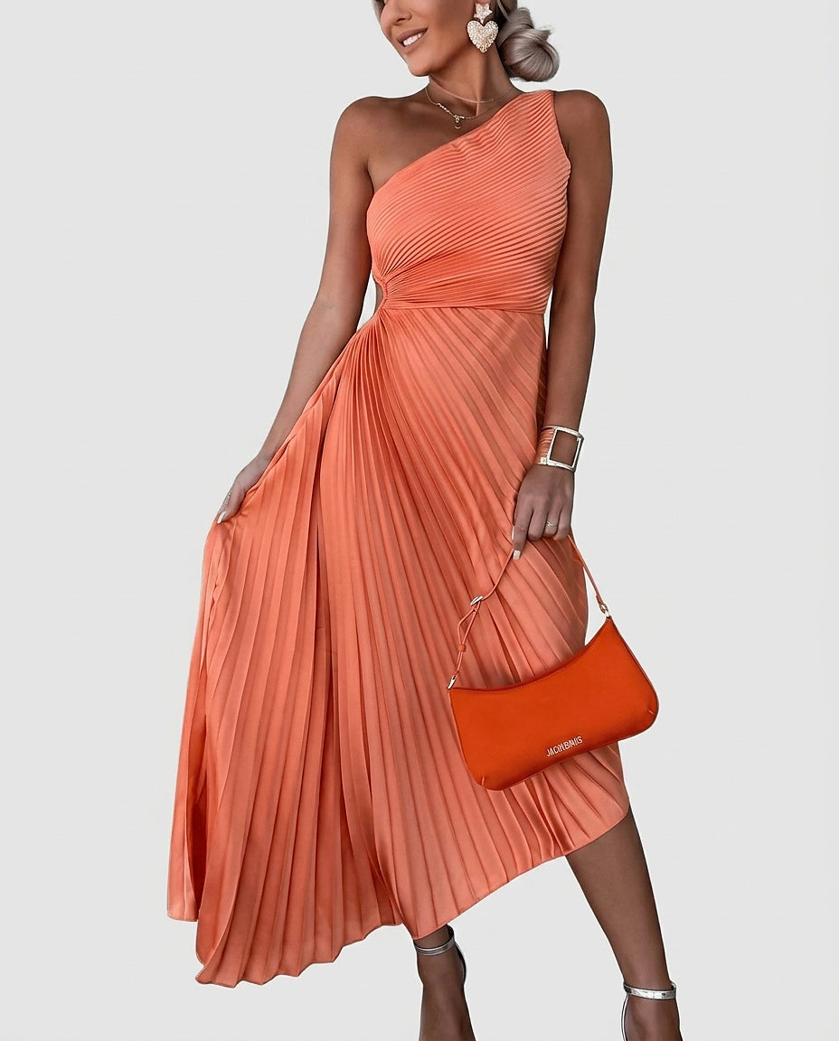 Women's One-Shoulder Pleated Cocktail Dress - Front [Lystr 6a981b1925a684d6776222e3:front]