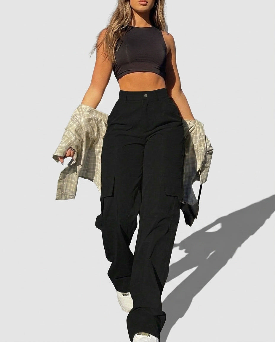 Women’s High-Waisted Cargo Pants - Front [Lystr 6a981b1925a684d6776222e2:front]