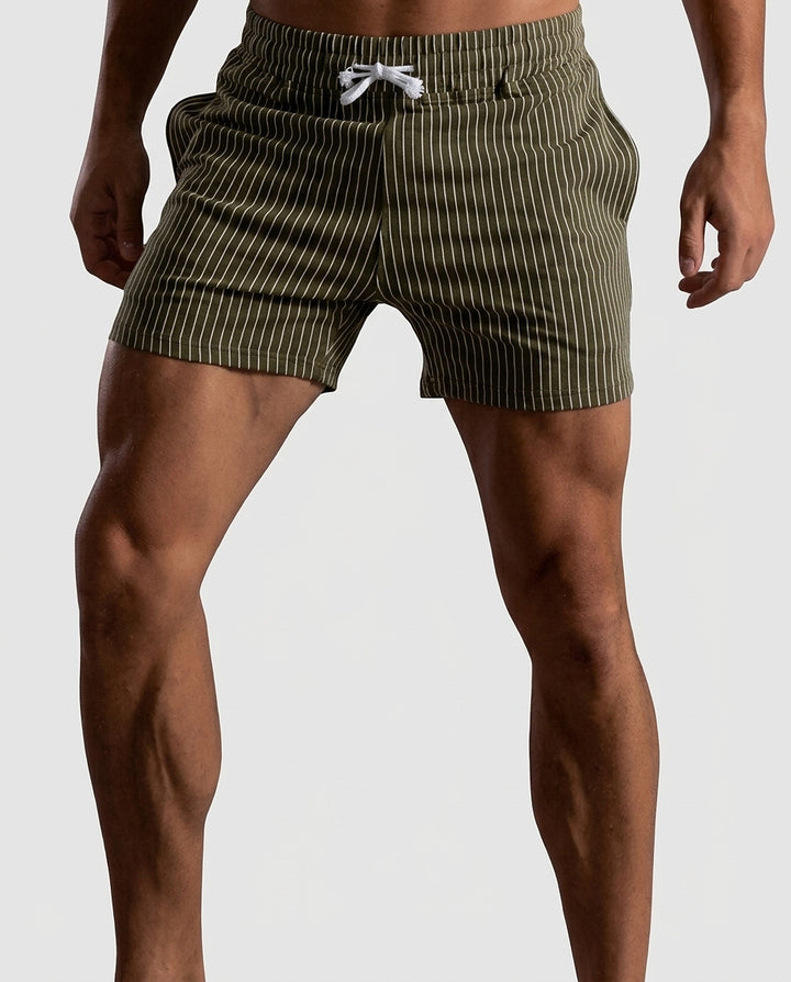 Men’s Slim-Fit Shorts with Pinstripe Pattern - Front [Lystr 6a981be342ca77f14a5b8ca3:front]