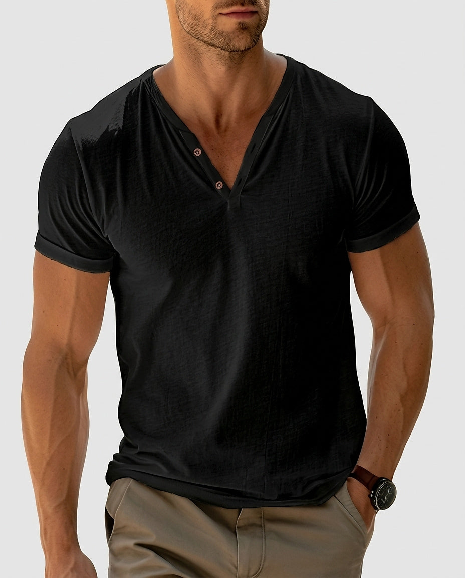 Men’s Short-Sleeve Henley T-Shirt - Front [Lystr 6a981bf342ca77f14a5b8ca6:front]