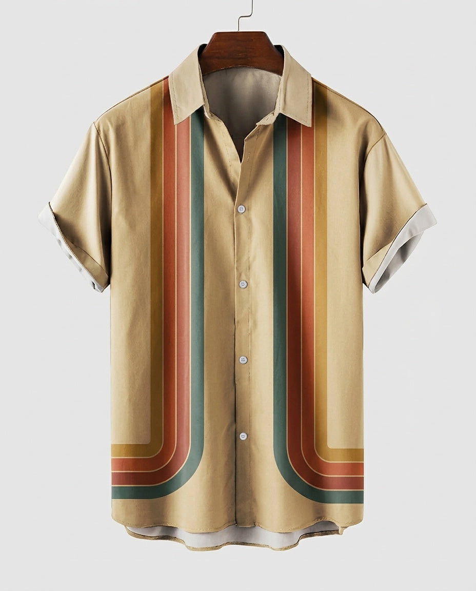 Men’s Striped Button-Down Shirt - Front [Lystr 6a981c5a42ca77f14a5b8cab:front]