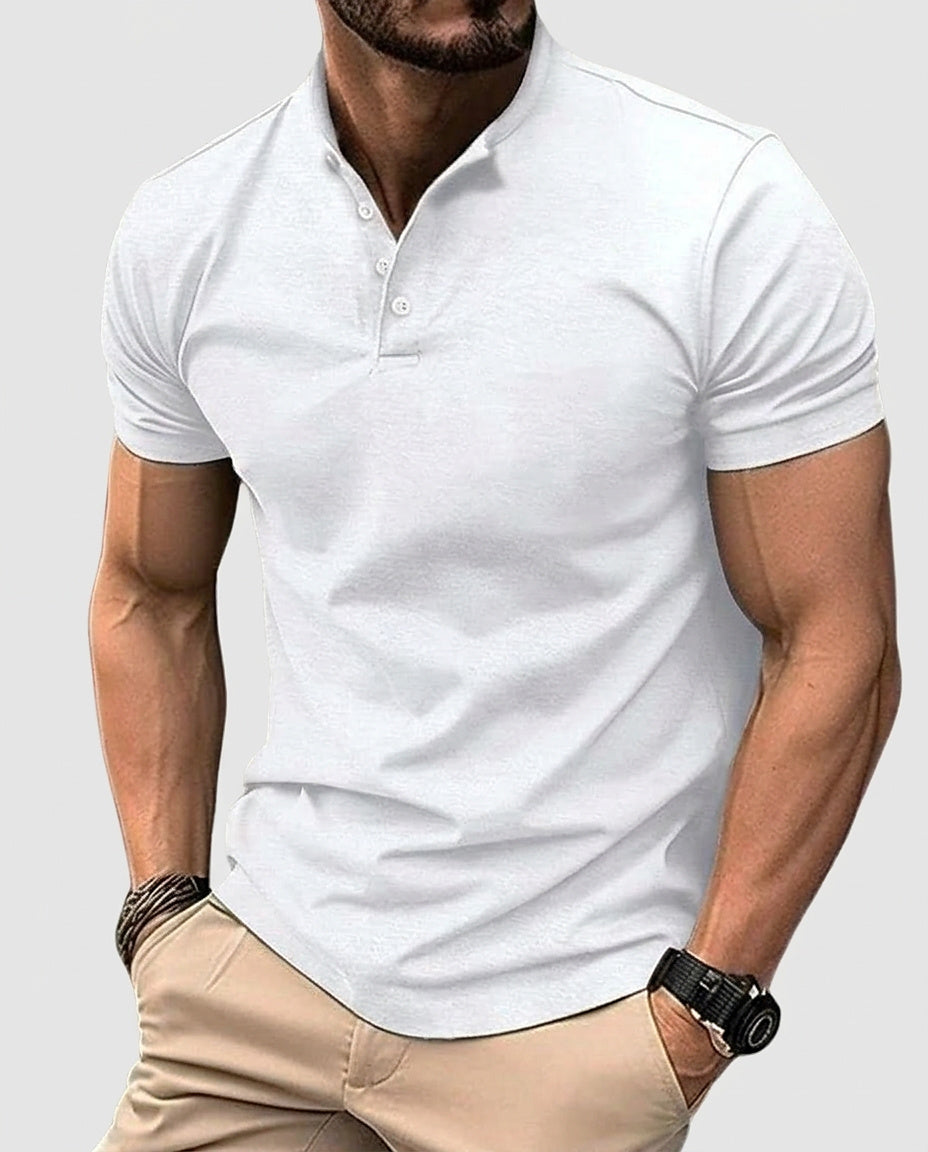Men’s Slim-Fit Polo Shirt with Henley Collar - Front [Lystr 6a981c5a42ca77f14a5b8cac:front]