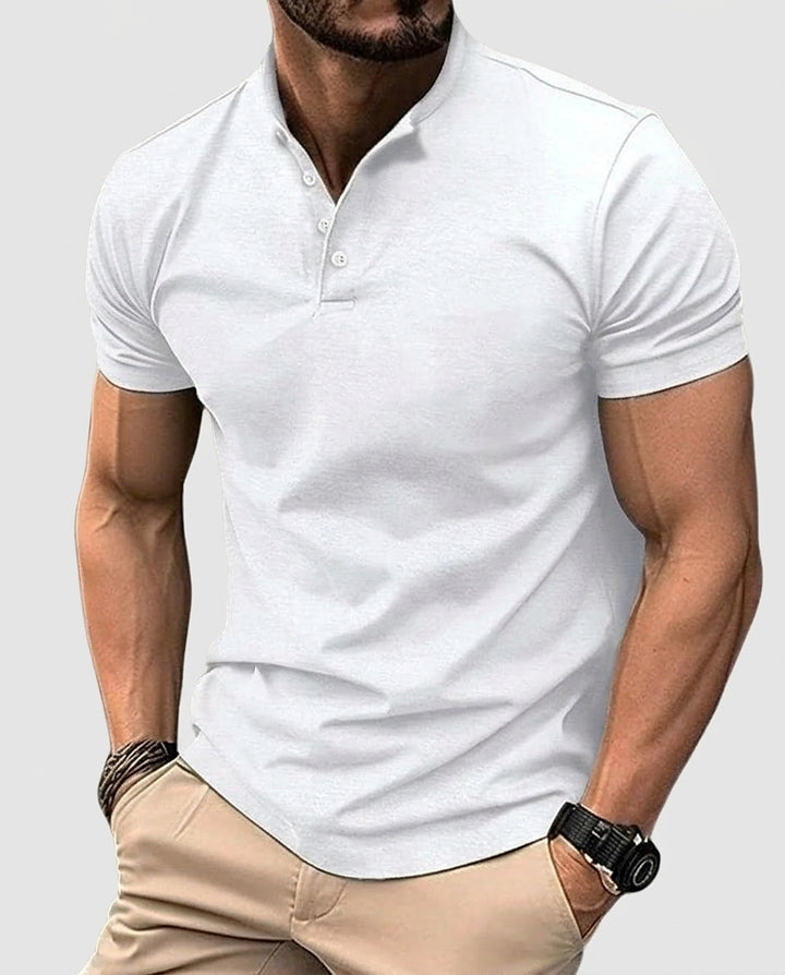 Men’s Slim-Fit Polo Shirt with Henley Collar - Front [Lystr 6a981c5a42ca77f14a5b8cac:front]