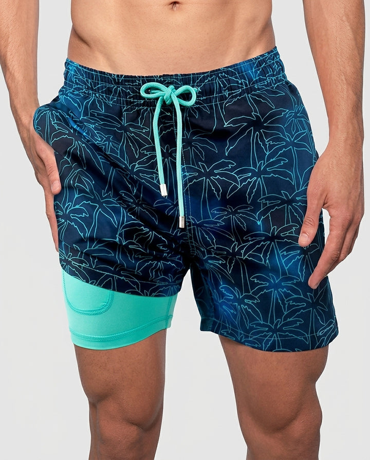 Men's Graphic Swim Shorts with Compression Liner - Front [Lystr 6a981cd742ca77f14a5b8cbb:front]