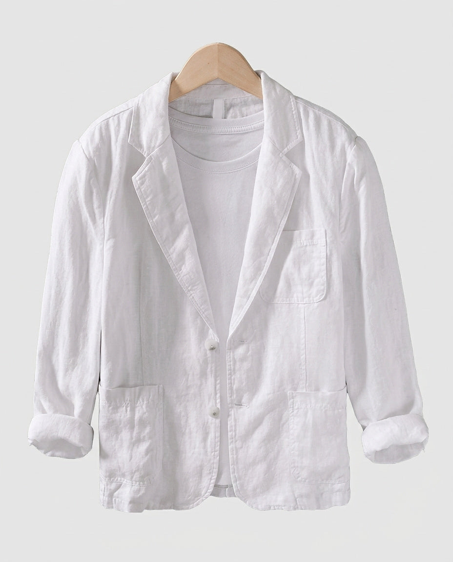 Men's Linen Blazer with Pockets - Front [Lystr 6a981d2142ca77f14a5b8cbf:front]