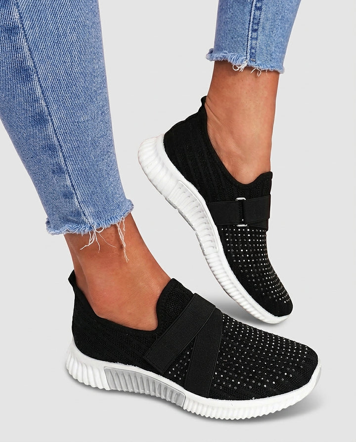Women's Slip-On Walking Sneakers with Rhinestone Detail - Front [Lystr 6a981d33b4e4dd3bf3871c06:front]
