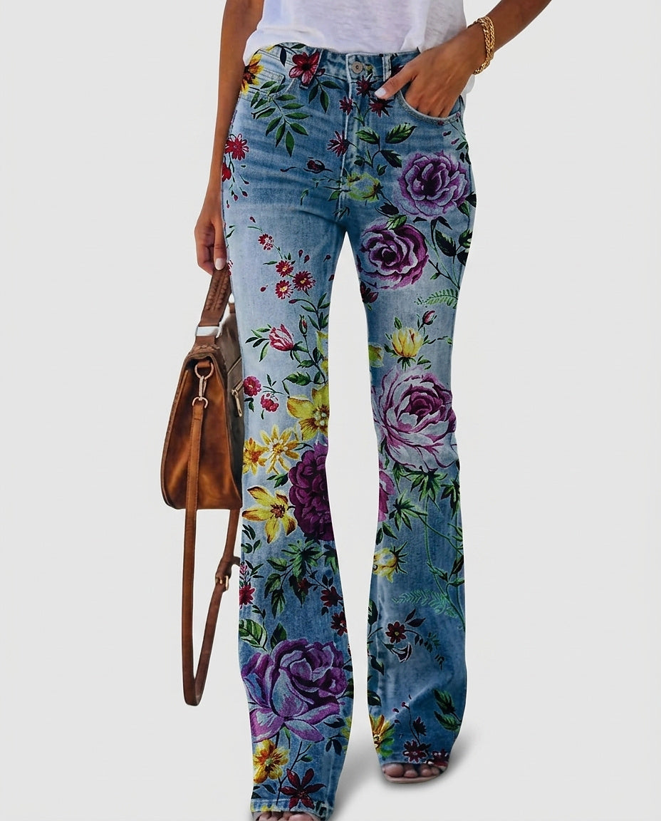 Women's Floral Flare-Cut Jeans - Front [Lystr 6a991211cd771d58d2ffc9fa:front]