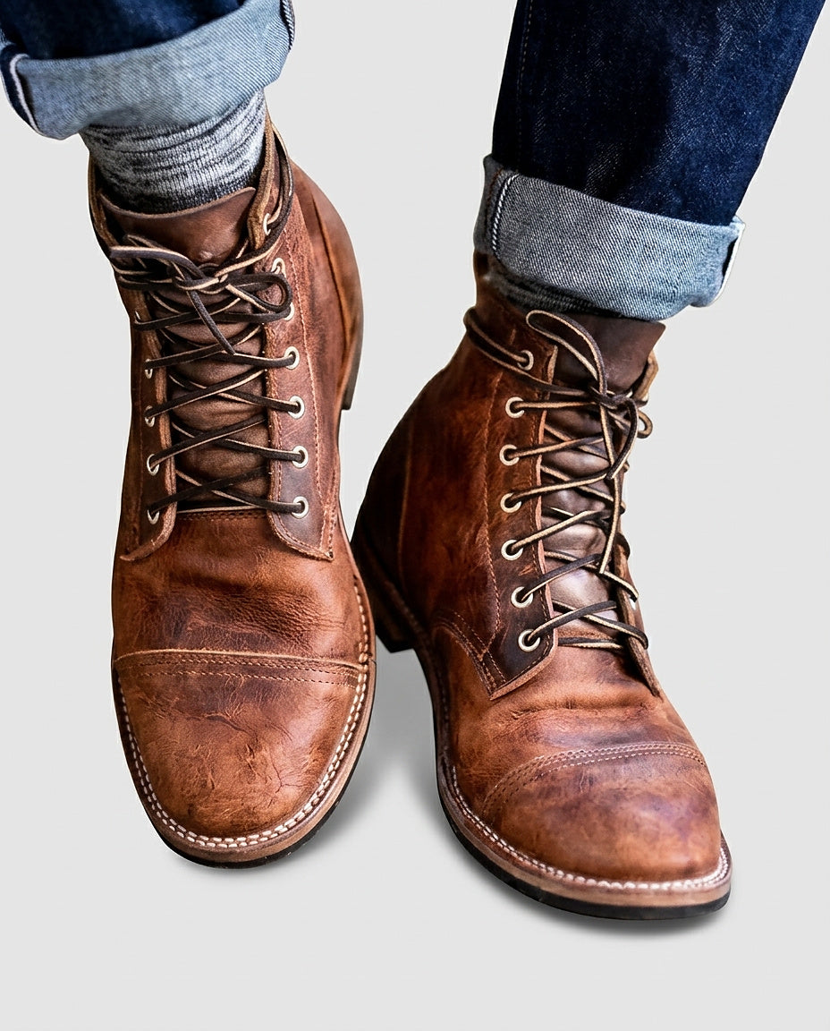 Men’s Cap-Toe Lace-Up Boots - Front [Lystr 6a9912adea947a394d91b7a3:front]