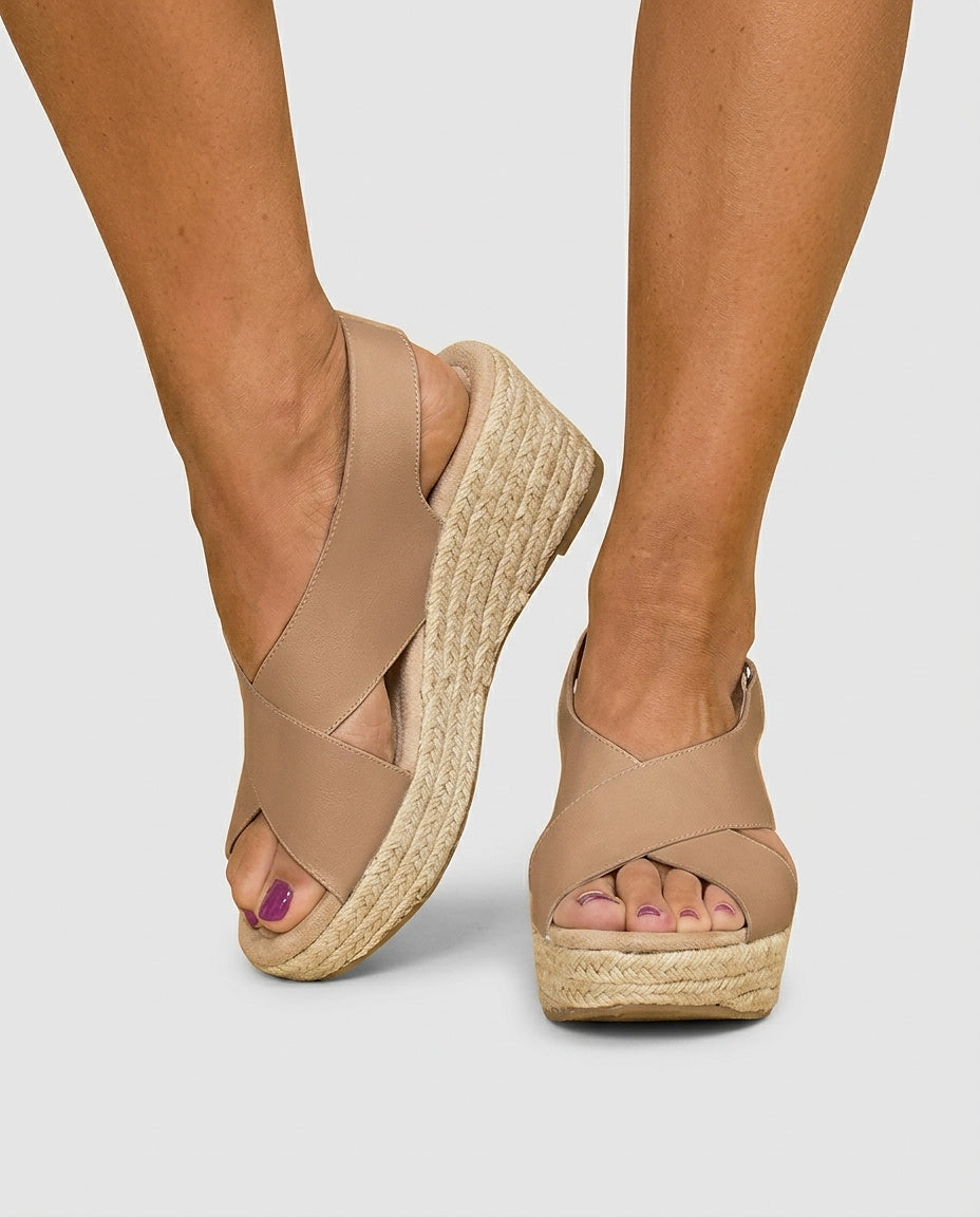 Women’s Crisscross Strap Wedge Sandals - Front [Lystr 6a9912f7ea947a394d91b7ac:front]