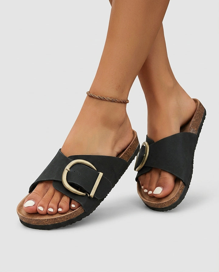 Women’s Chunky Strap Slip-On Sandals - Front [Lystr 6a99136657a749df7de41aa9:front]