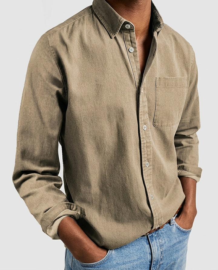 Men’s Long-Sleeve Button-Down Shirt with Chest Pocket - Front [Lystr 6a991675fefb28823f931b7d:front]