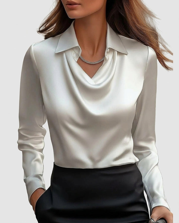 Women’s Cowl Neck Long-Sleeve Blouse - Front [Lystr 6a99168ffefb28823f931b89:front]
