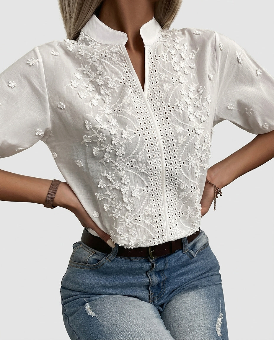 Women’s Floral Blouse with Eyelet Embroidery - Front [Lystr 6a9917c557a749df7de41abb:front]