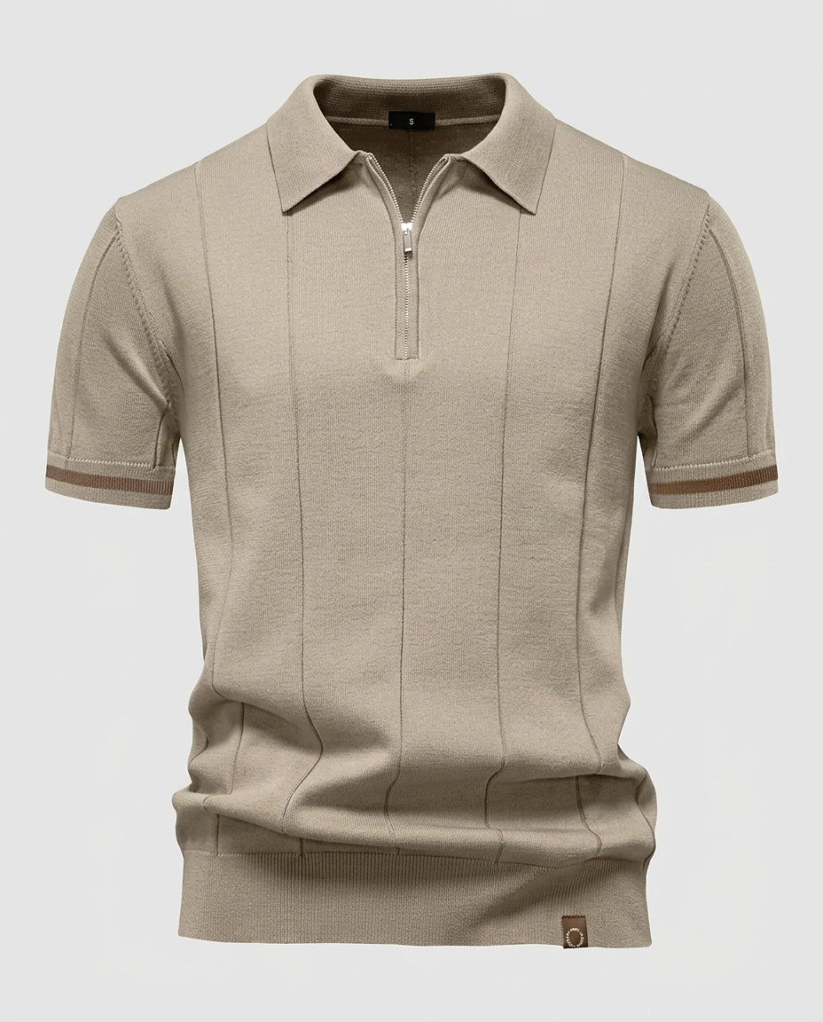 Men's Quarter-Zip Ribbed Polo Shirt - Front [Lystr 6a9917c157a749df7de41ab8:front]
