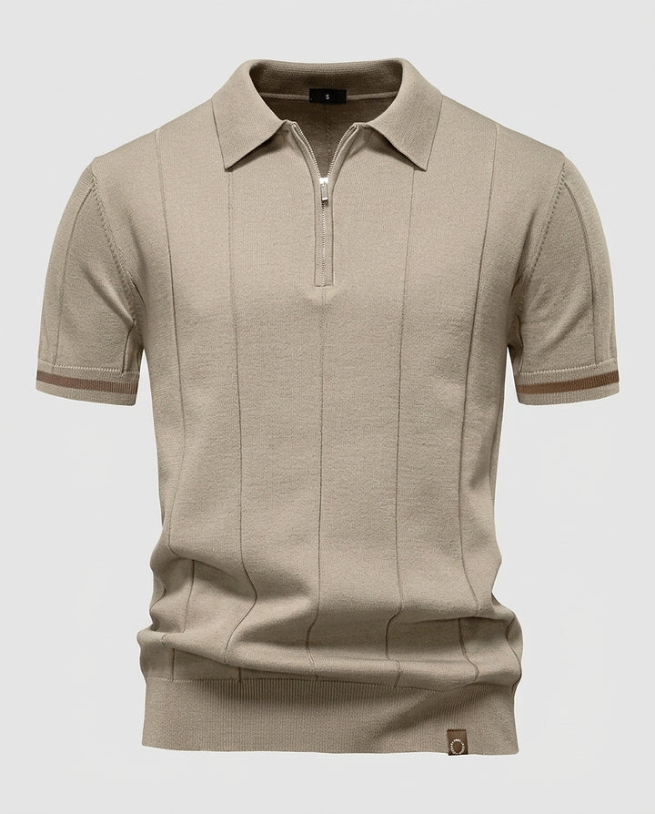 Men's Quarter-Zip Ribbed Polo Shirt - Front [Lystr 6a9917c157a749df7de41ab8:front]