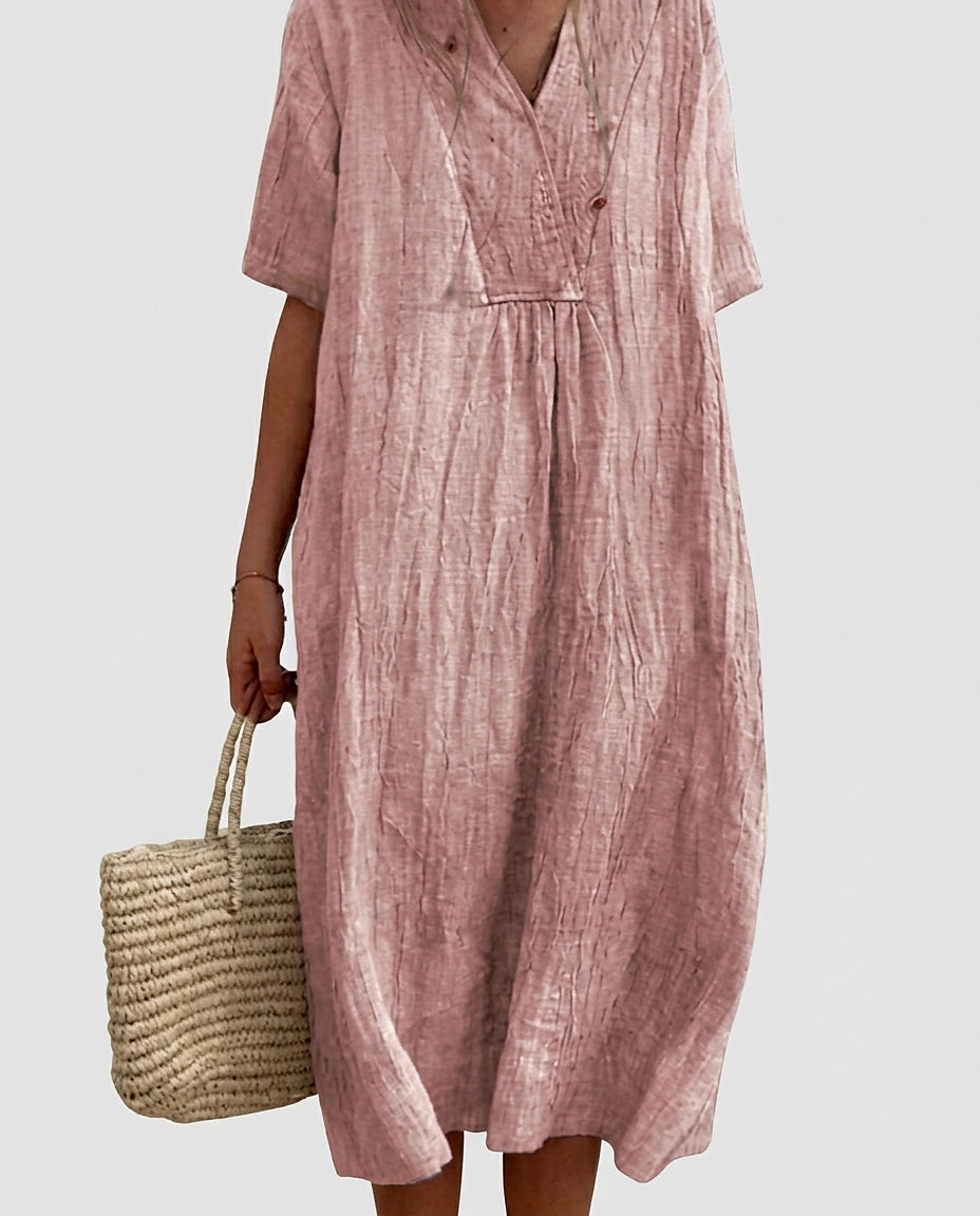 Women's Deep V-Neck Midi Dress - Front [Lystr 6a991804fefb28823f931bad:front]
