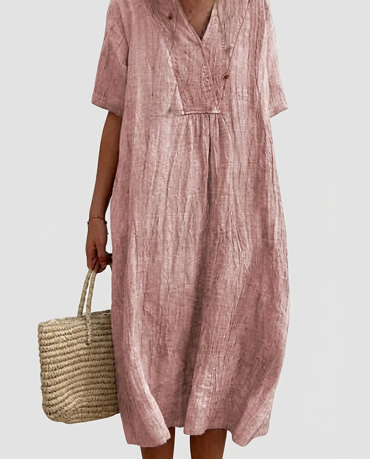 Women's Deep V-Neck Midi Dress - Front [Lystr 6a991804fefb28823f931bad:front]