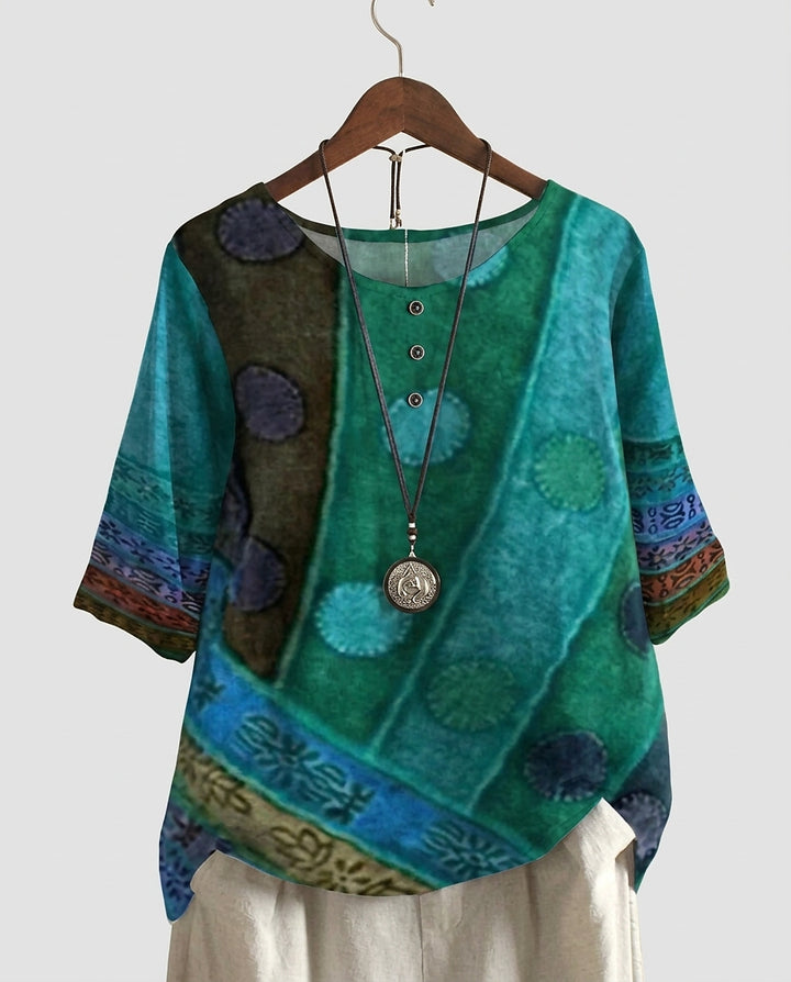 Women’s Abstract Print Blouse - Front [Lystr 6a9920dfc05fc8a142a73ce2:front]