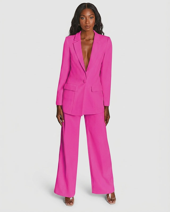 Women's Longline Blazer and Wide-Leg Trousers Set - Front [Lystr 6a99210bc05fc8a142a73cf7:front]