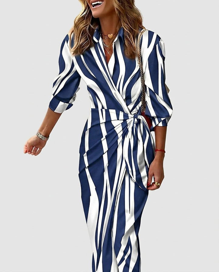 Women's Knotted Waist Printed Wrap Dress - Front [Lystr 6a992111c05fc8a142a73cfb:front]