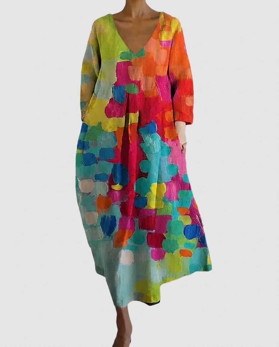Women's Abstract Print Midi Dress - Front [Lystr 6a99213ec05fc8a142a73d20:front]