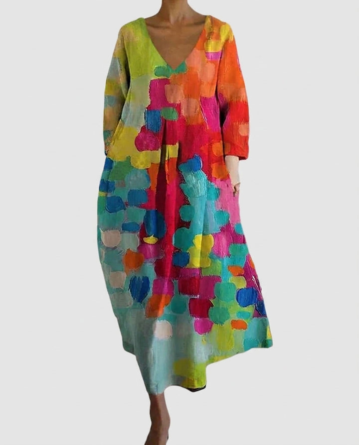 Women's Abstract Print Midi Dress - Front [Lystr 6a99213ec05fc8a142a73d20:front]