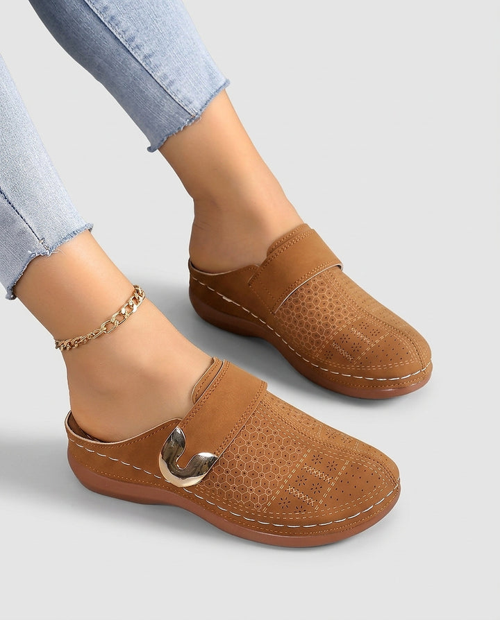 Women's Slip-On Perforated Sandals - Front [Lystr 6a992145c05fc8a142a73d23:front]