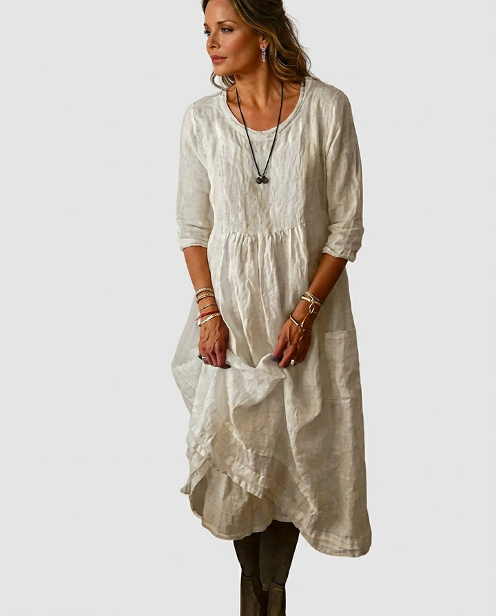 Women's Double-Layered Hem Midi Dress - Front [Lystr 6a992168c05fc8a142a73d32:front]