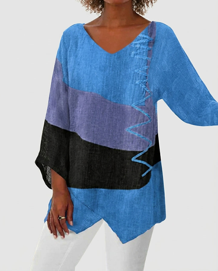 Women’s Color-Block Blouse with Zigzag Detail - Front [Lystr 6a9928d18fb1eea96e728cfc:front]